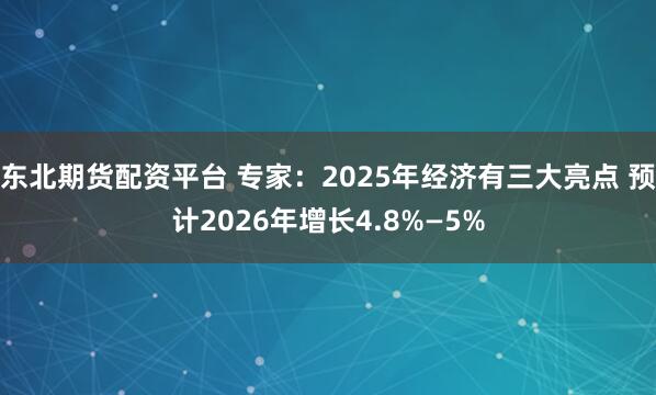 东北期货配资平台 专家：2025年经济有三大亮点 预计2026年增长4.8%—5%